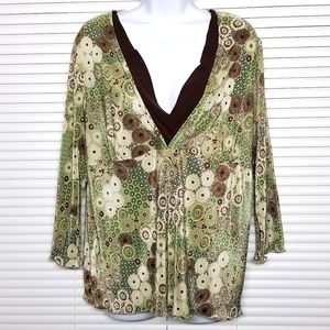 Women's elementz Green Floral Blouse